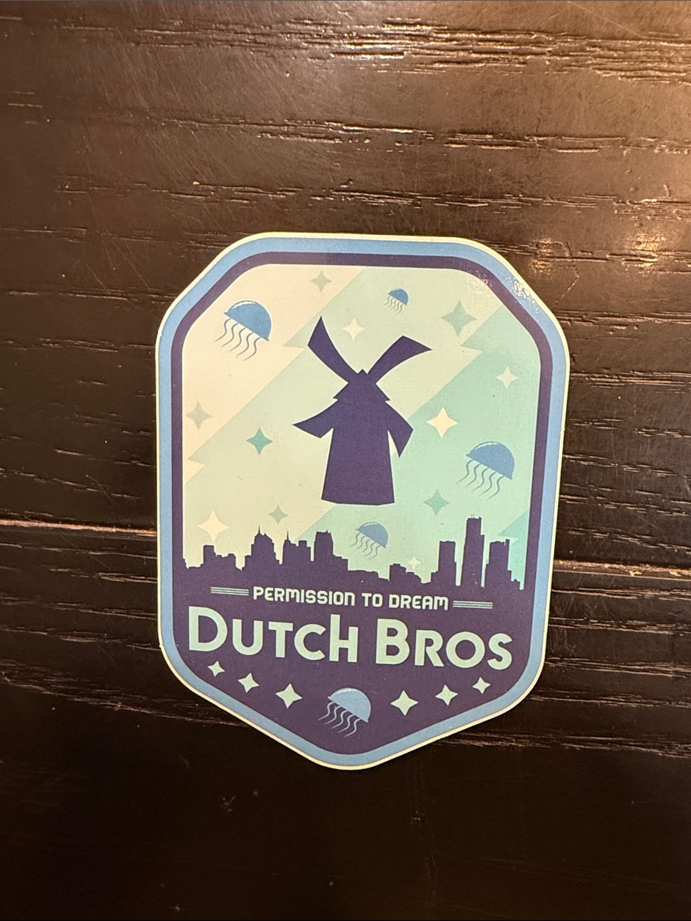 Dutch Bros Teal, Aqua & Navy Windmill sticker